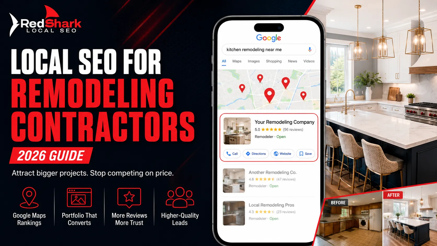 Local SEO marketing strategy for remodeling contractors showing Google Maps ranking